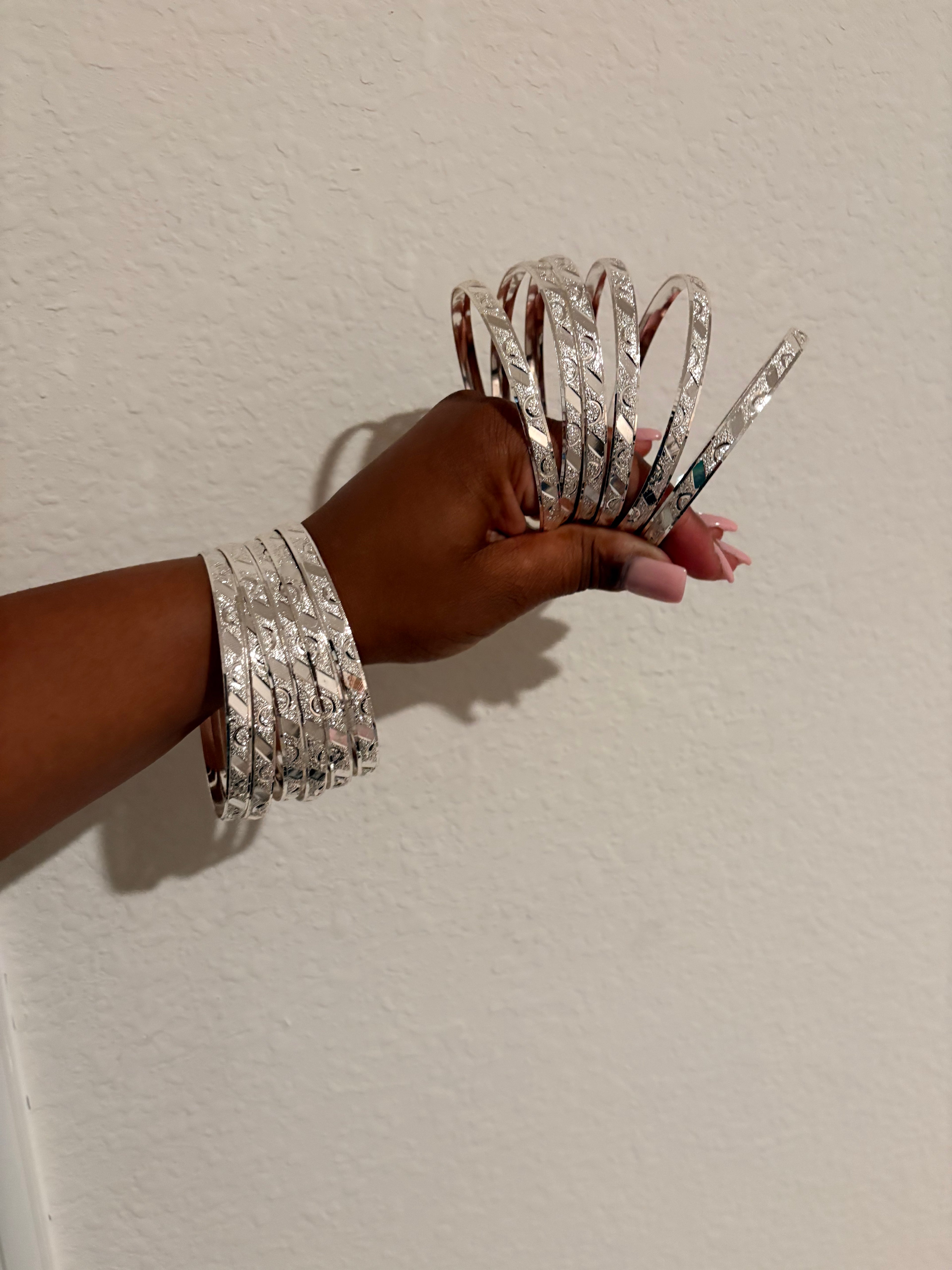 Silver x Large Bangels